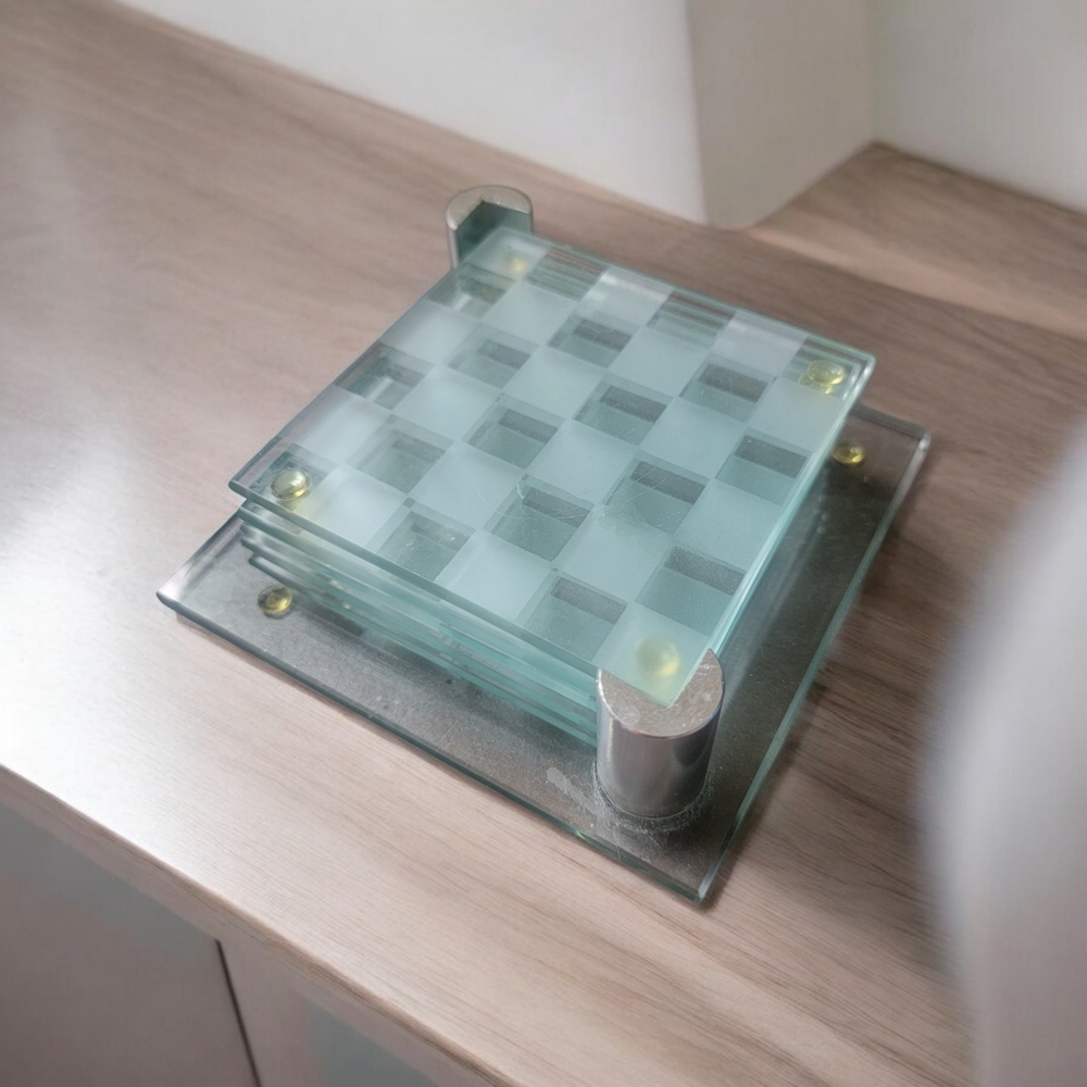 Glass Checkerboard Coaster Set